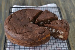 torta cioccolato e cocco sfornata