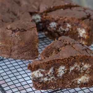 fetta di torta cioccolato e cocco