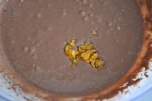 impasto del plumcake al cacao e clementine