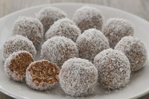 palline di cocco e cacao amaro