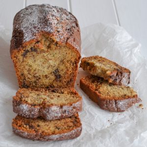 banana bread con gocce di cioccolato fondente