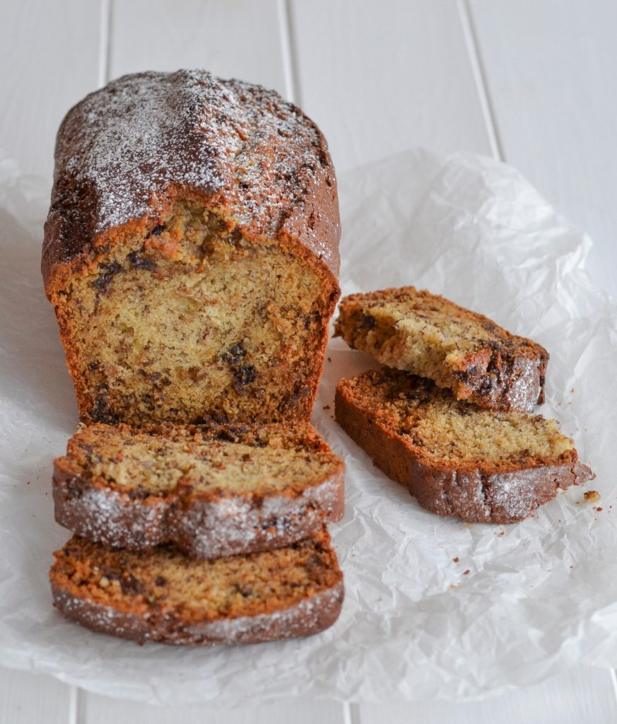 banana bread con gocce di cioccolato fondente